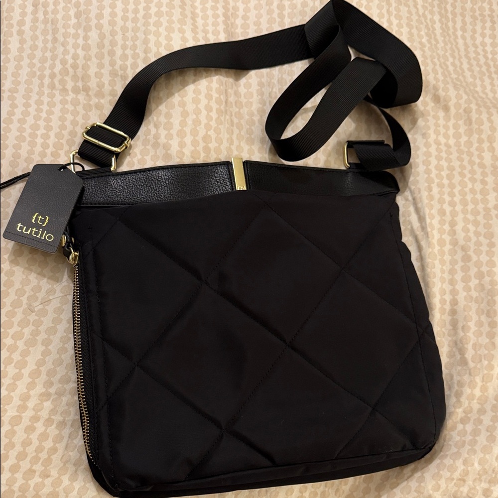 Tutilo Black Quilted Crossbody Bag